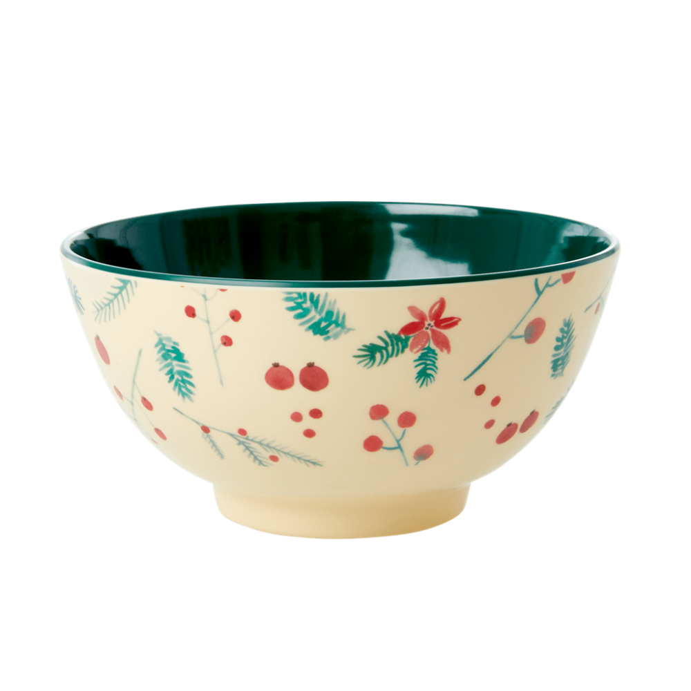 Christmas Poinsettia Print Melamine Bowl Rice DK Vibrant Home